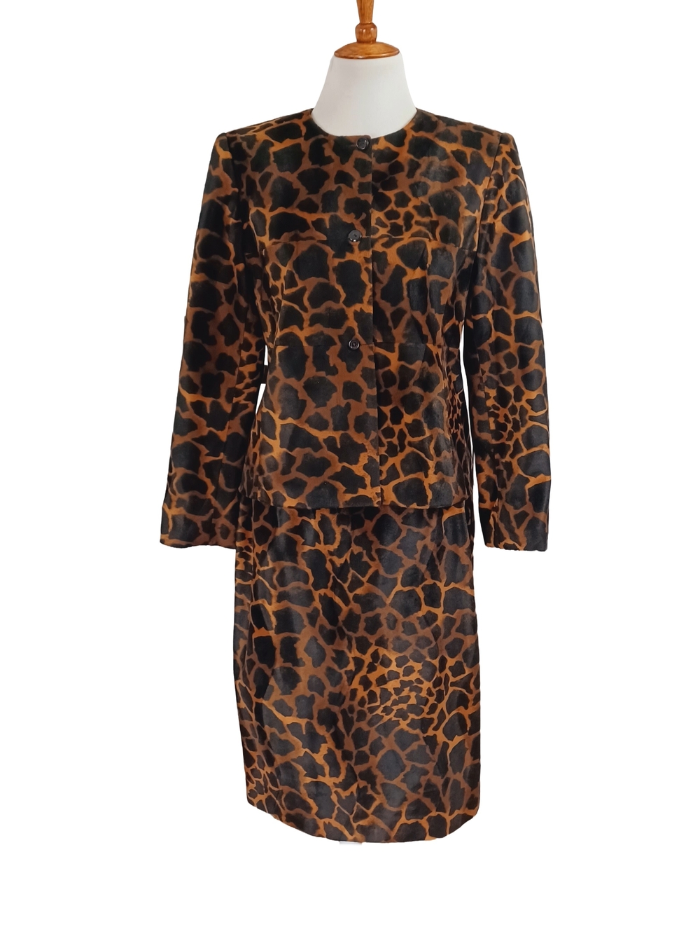 Harve Benard Brown and Black Leopard Print Skirt Set